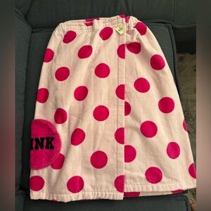 Victoria's Secret PINK Towel Wrap Fuchsia Light Pink Polka Dots